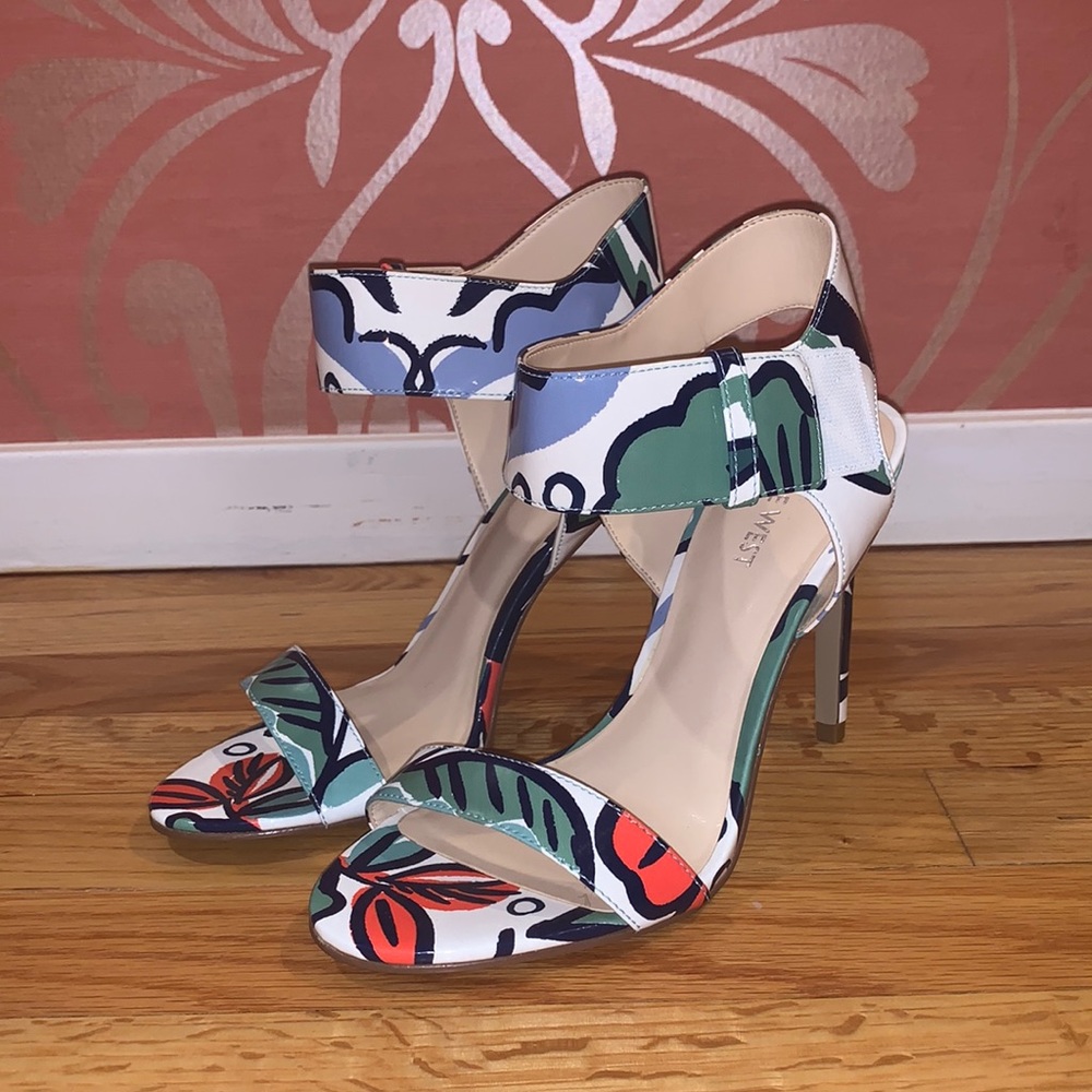 Colorful Flower Print Stiletto Heels. Never Worn.